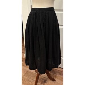NWT AUNTIE OTI Black Blue Plaid Pull On Skirt Pockets 100% Cotton Khadi US M/L